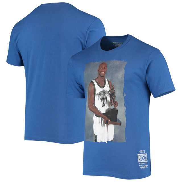 T-shirt bleu Mitchell & Ness Kevin Garnett pour hommes Minnesota Timberwolves Hardwood Classics Hall of Fame Classe de 2020