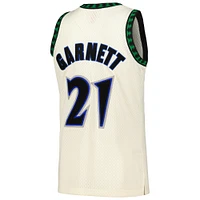 Men's Mitchell & Ness Kevin Garnett Cream Minnesota Timberwolves Chainstitch Swingman Jersey