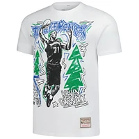 Men's Mitchell & Ness Kevin Garnett White Minnesota Timberwolves Hardwood Classics Chalked Up T-Shirt