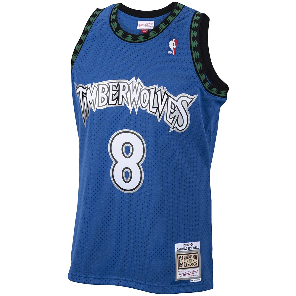 Maillot Homme Mitchell & Ness Latrell Sprewell Bleu Minnesota Timberwolves 2001/02 Hardwood Classics Swingman