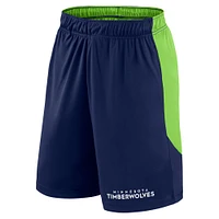 Lancement du short Performance bleu marine/vert pour homme des Minnesota Timberwolves