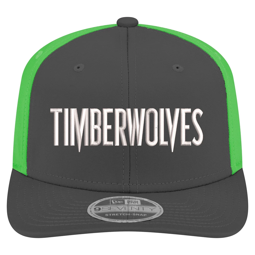 Casquette extensible à boutons-pression 9SEVENTY Jersey Hook anthracite Minnesota Timberwolves Statement Edition pour homme de New Era