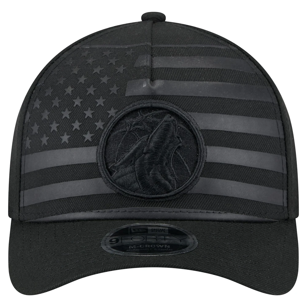 Men's New Era  Black Minnesota Timberwolves Game Day Flag A-Frame 9FORTY Adjustable Hat