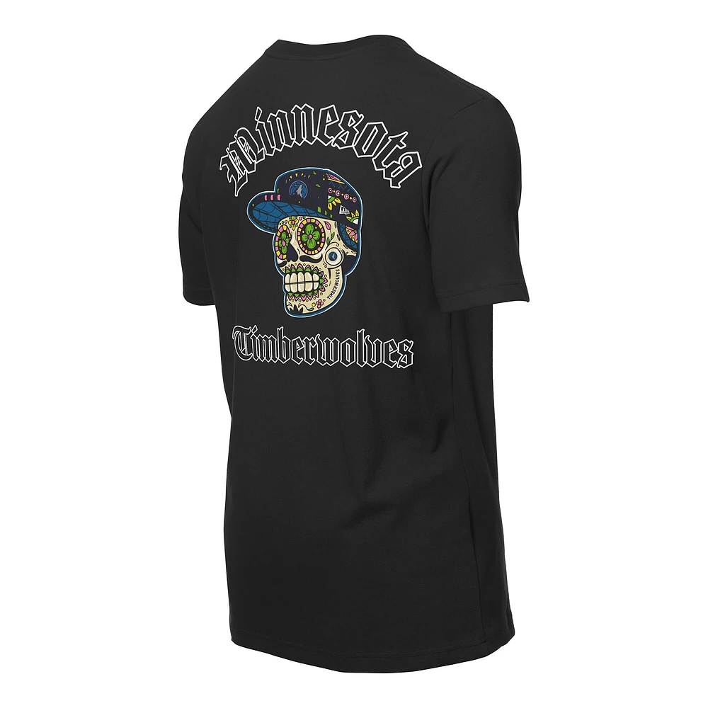 T-shirt noir New Era pour homme avec motif Sugar Skulls des Timberwolves du Minnesota