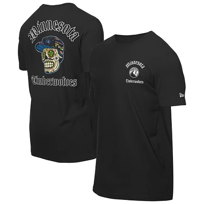 T-shirt noir New Era pour homme avec motif Sugar Skulls des Timberwolves du Minnesota