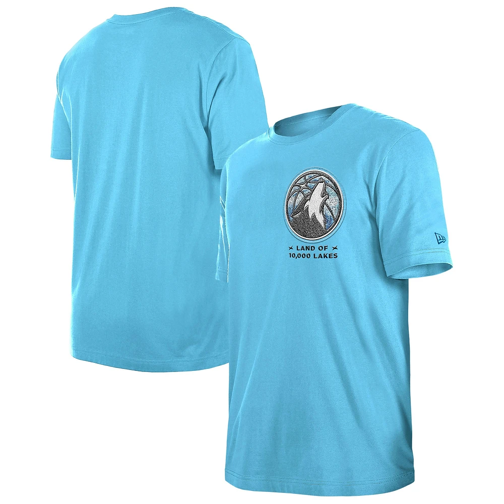 T-shirt en chenille bleu New Era pour homme Minnesota Timberwolves City Edition 2024/25