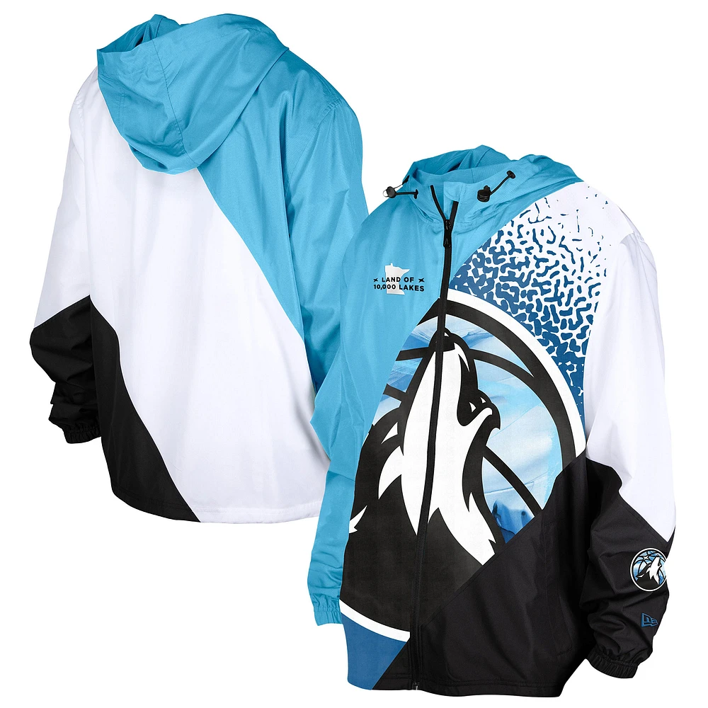 Veste coupe-vent entièrement zippée Minnesota Timberwolves 2024/25 City Edition New Era bleue pour homme