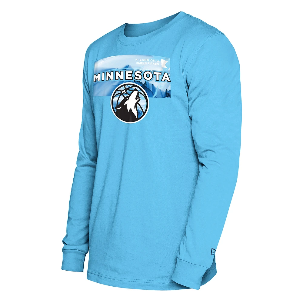 Men's New Era  Blue Minnesota Timberwolves 2024/25 City Edition Long Sleeve T-Shirt