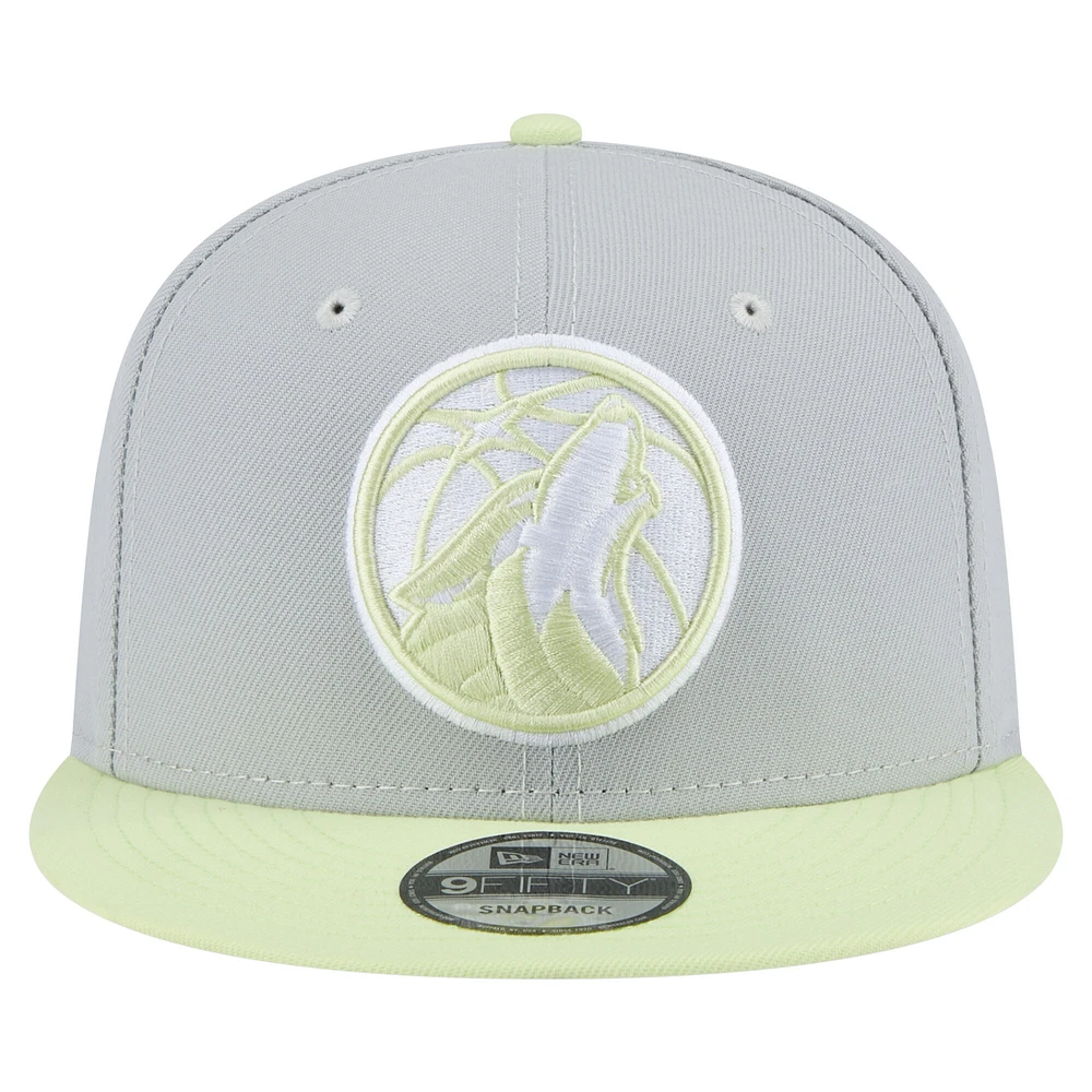 Men's New Era  Gray/Light Green Minnesota Timberwolves Color Pack Two-Tone 9FIFTY Snapback Hat