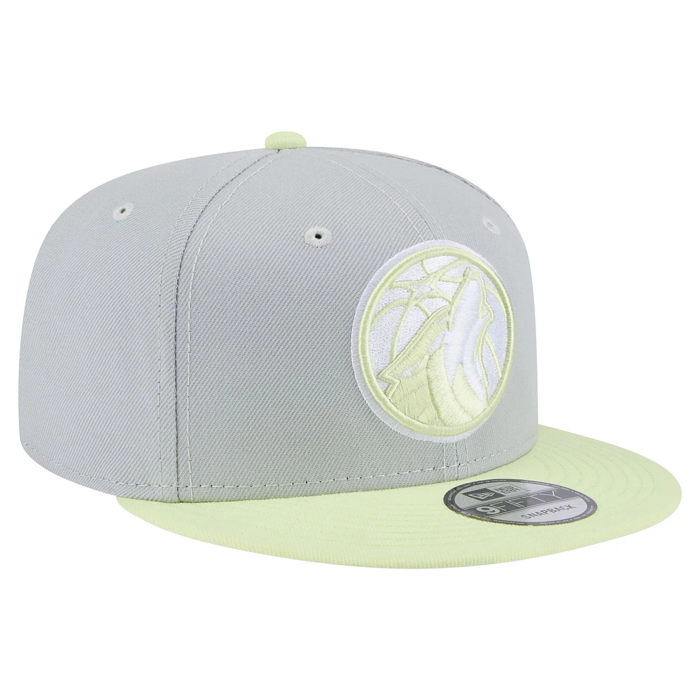 Men's New Era  Gray/Light Green Minnesota Timberwolves Color Pack Two-Tone 9FIFTY Snapback Hat