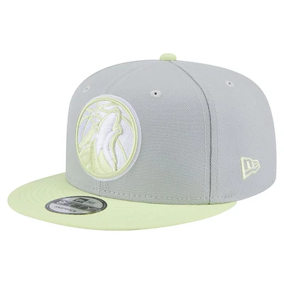 Men's New Era  Gray/Light Green Minnesota Timberwolves Color Pack Two-Tone 9FIFTY Snapback Hat