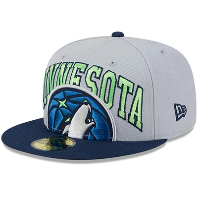 Casquette ajustée bicolore 59FIFTY New Era pour hommes des Minnesota Timberwolves Tip-Off, gris/bleu marine