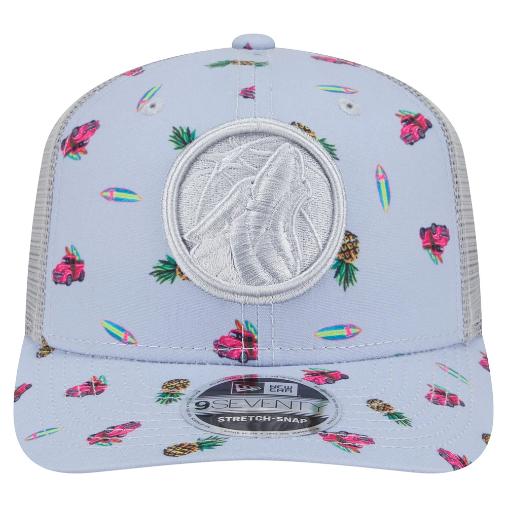 Men's New Era Light Blue/Gray Minnesota Timberwolves Adventure Aloha Pattern 9SEVENTY Stretch-Snap Hat