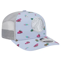 Men's New Era Light Blue/Gray Minnesota Timberwolves Adventure Aloha Pattern 9SEVENTY Stretch-Snap Hat