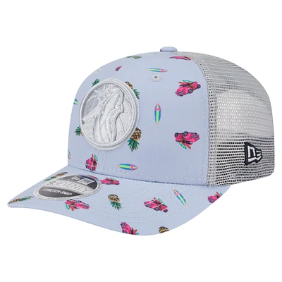 Men's New Era Light Blue/Gray Minnesota Timberwolves Adventure Aloha Pattern 9SEVENTY Stretch-Snap Hat