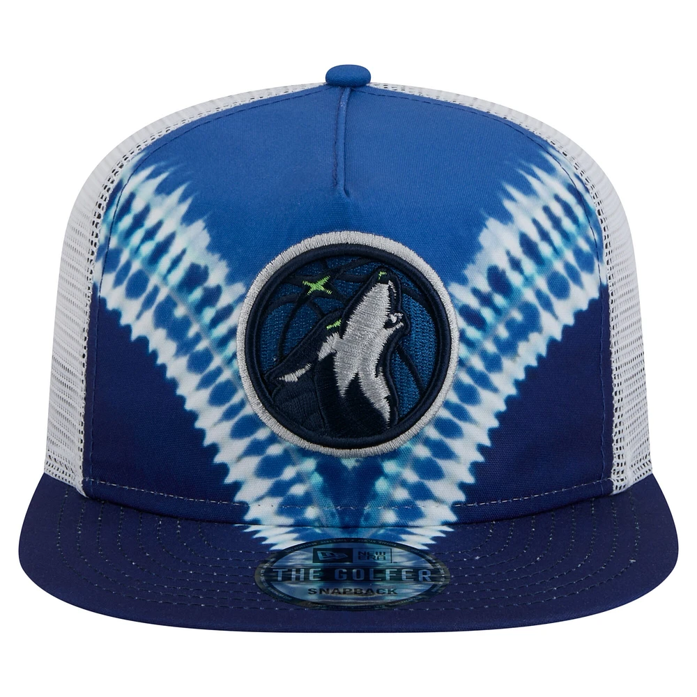 Men's New Era Navy/Blue Minnesota Timberwolves Throwback Dye Golfer Snapback Hat