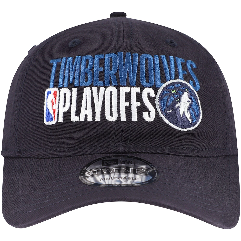 Casquette réglable 9TWENTY New Era pour hommes, bleu marine, Minnesota Timberwolves 2024 NBA Playoffs