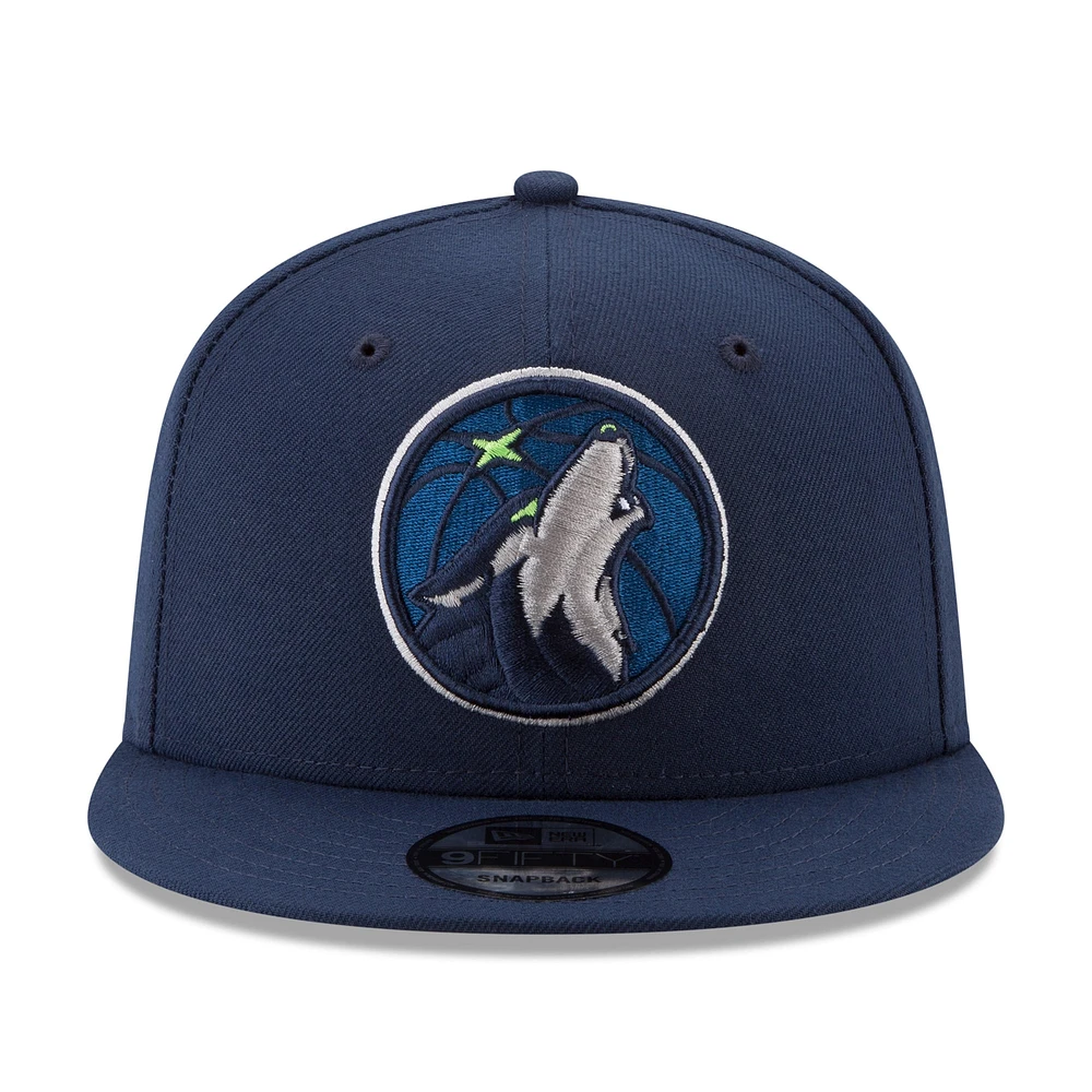 Men's New Era Navy Minnesota Timberwolves Official Team Color 9FIFTY Snapback Hat