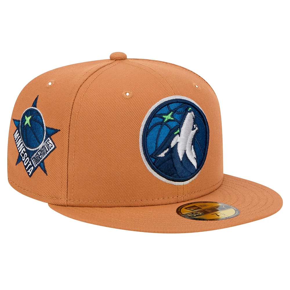 Men's New Era Tan Minnesota Timberwolves Color Pack 59FIFTY Fitted Hat