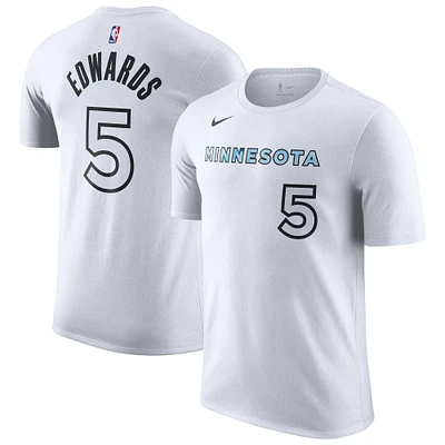 T-shirt Nike Anthony Edwards pour homme, édition City, nom et numéro, Minnesota Timberwolves 2024/25, blanc