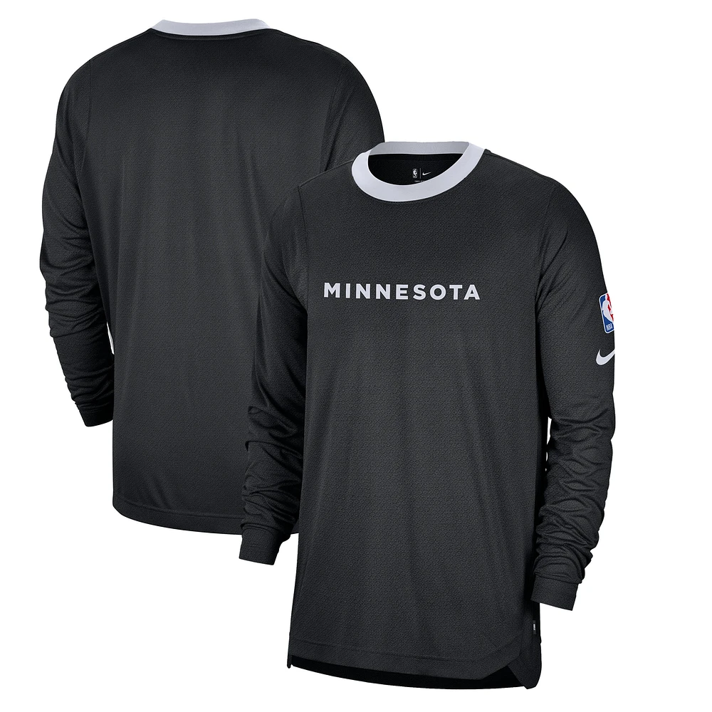 T-shirt de tir à manches longues Nike pour homme Minnesota Timberwolves 2024/25 City Edition Authentic Pregame Performance Black