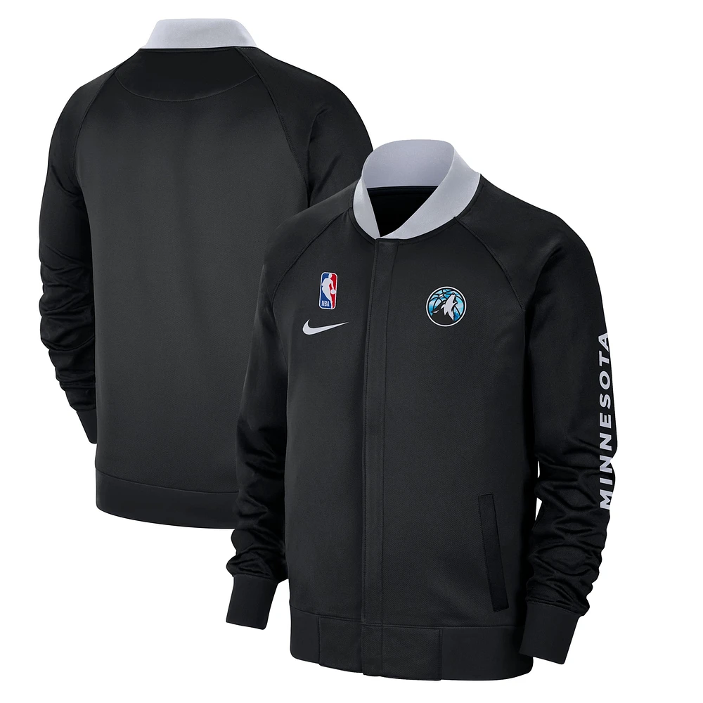 Veste Nike noire Minnesota Timberwolves 2024/25 City Edition Authentic Showtime Performance entièrement zippée pour homme