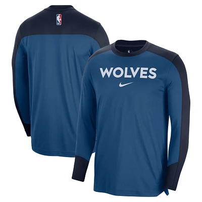 Maillot de tir à manches longues authentique Nike Blue Minnesota Timberwolves 2024/25 pour homme