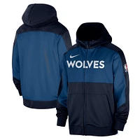 Men's Nike Navy Minnesota Timberwolves Authentic On-Court Showtime Performance Full-Zip Hoodie