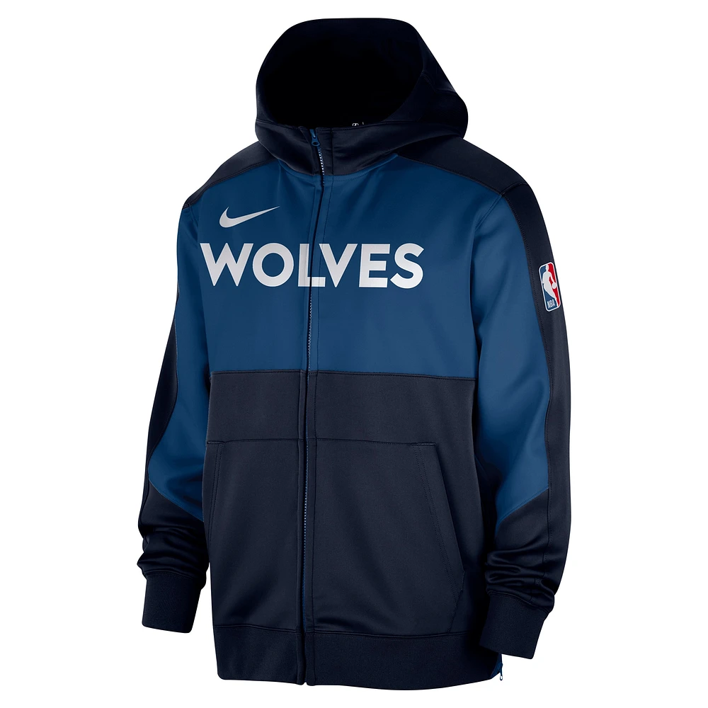 Men's Nike Navy Minnesota Timberwolves Authentic On-Court Showtime Performance Full-Zip Hoodie