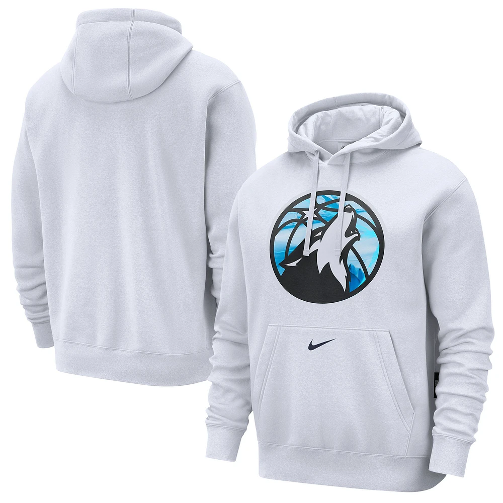 Sweat à capuche Nike blanc Minnesota Timberwolves 2024/25 City Edition Essential Club pour homme