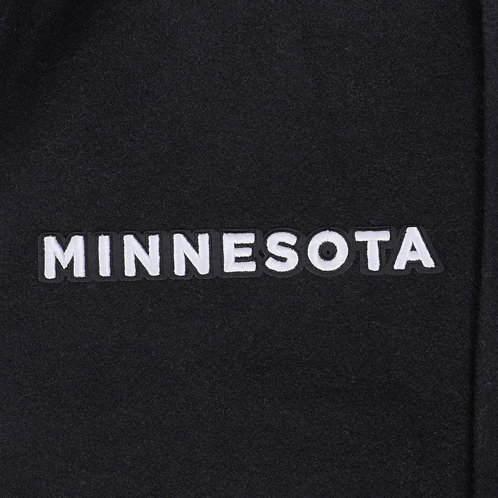 Men's Pro Standard Black Minnesota Timberwolves 2024/25 City Edition Chenille Applique Full-Zip Wool Varsity Jacket