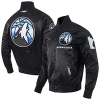 Men's Pro Standard Black Minnesota Timberwolves 2024/25 City Edition Chenille Satin Full-Snap Jacket