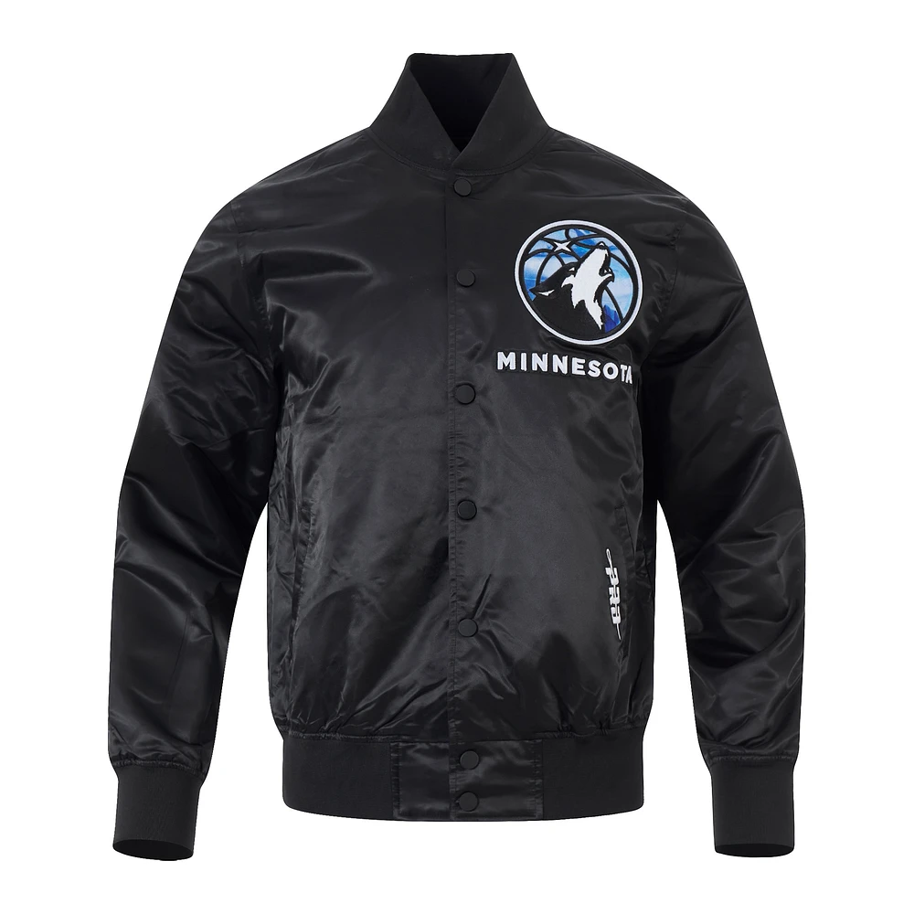 Men's Pro Standard Black Minnesota Timberwolves 2024/25 City Edition Chenille Satin Full-Snap Jacket