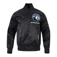 Men's Pro Standard Black Minnesota Timberwolves 2024/25 City Edition Chenille Satin Full-Snap Jacket