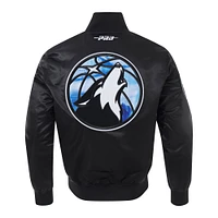 Men's Pro Standard Black Minnesota Timberwolves 2024/25 City Edition Chenille Satin Full-Snap Jacket