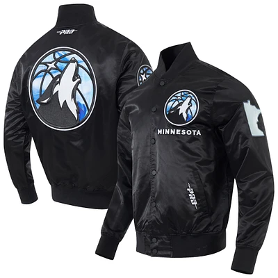 Men's Pro Standard Black Minnesota Timberwolves 2024/25 City Edition Chenille Satin Full-Snap Jacket