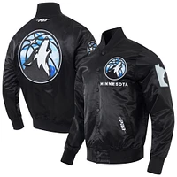 Men's Pro Standard Black Minnesota Timberwolves 2024/25 City Edition Chenille Satin Full-Snap Jacket