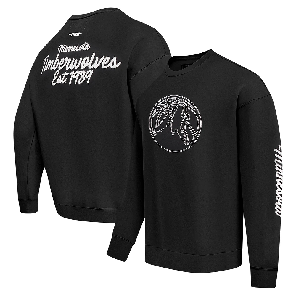 Men's Pro Standard Black Minnesota Timberwolves Paint the City Drop Shoulder Sweatshirt