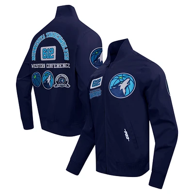 Veste zippée en sergé Area Code Pro Standard bleu marine pour homme des Minnesota Timberwolves