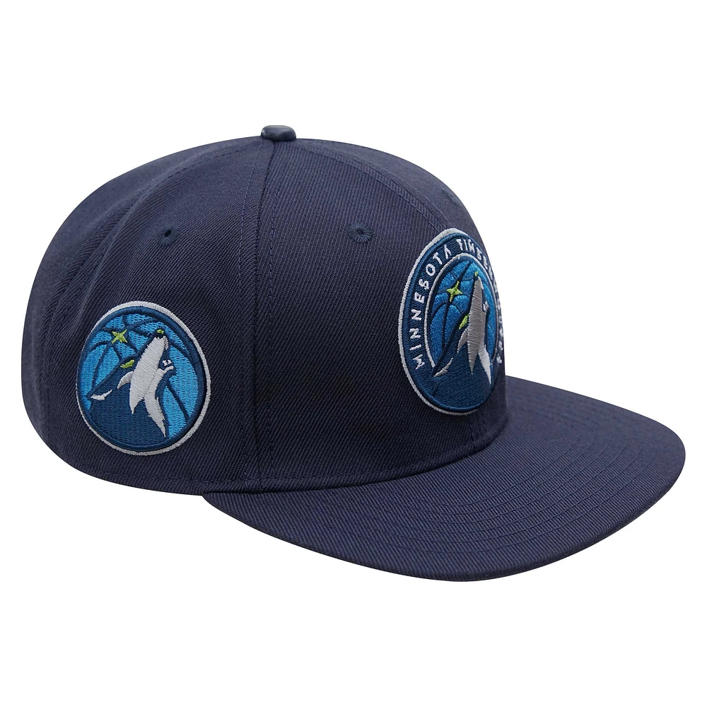 Casquette Snapback en laine classique des Minnesota Timberwolves Pro Standard pour hommes, bleu marine