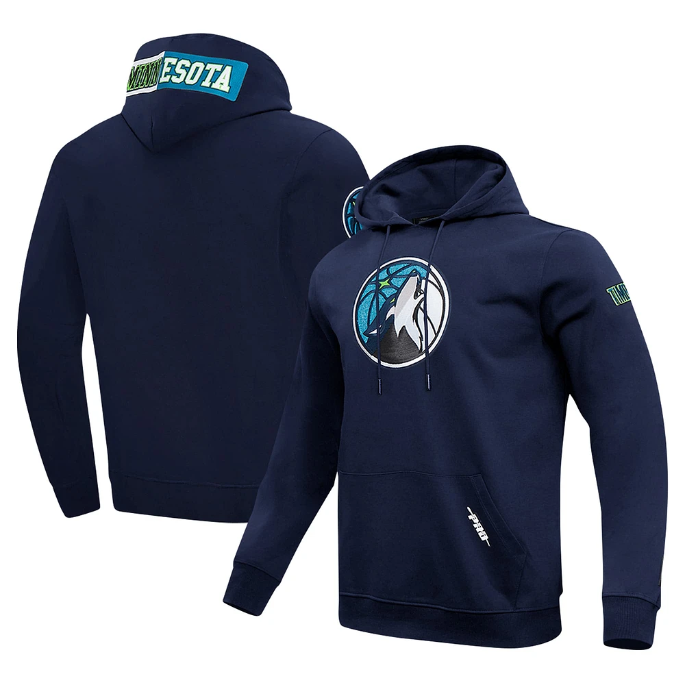 Sweat à capuche logo fendu Pro Standard bleu marine pour homme des Minnesota Timberwolves