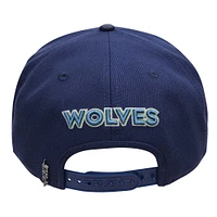 Men's Pro Standard Navy Minnesota Timberwolves Stacked Logo Wool Snapback Hat