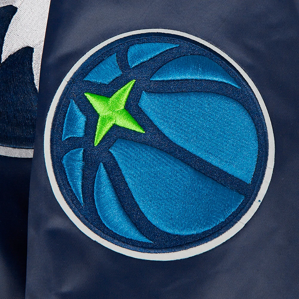 Men's Pro Standard Navy Minnesota Timberwolves Sublimated Satin Full-Snap Jacket