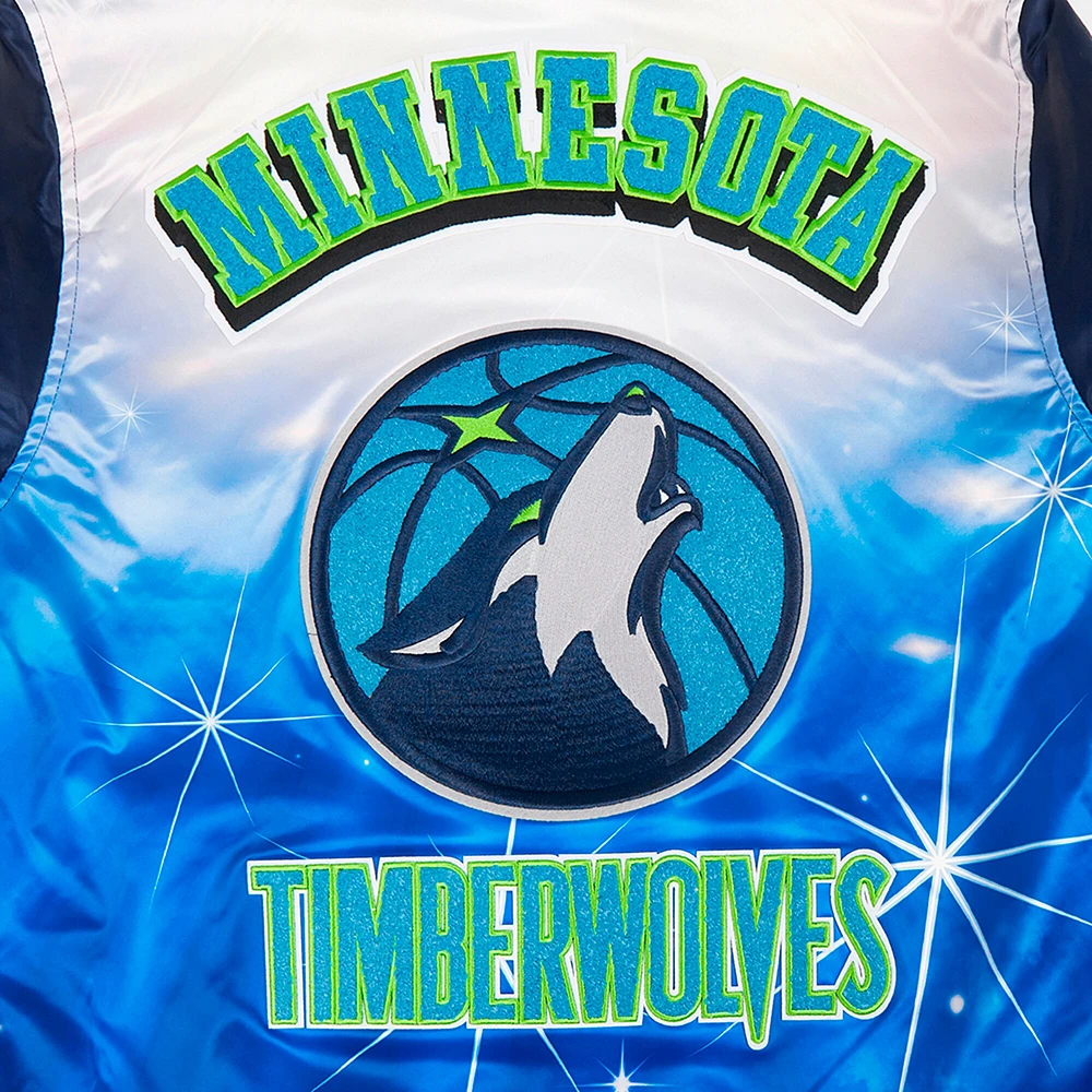 Veste à boutons-pression en satin sublimé Pro Standard bleu marine pour homme des Minnesota Timberwolves