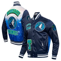 Men's Pro Standard Navy Minnesota Timberwolves Sublimated Satin Full-Snap Jacket