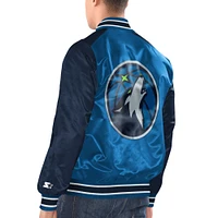 Veste Varsity à bouton-pression en satin Renegade des Minnesota Timberwolves Starter bleu/marine pour hommes