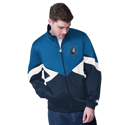 Veste de survêtement entièrement zippée Starter Blue Minnesota Timberwolves Rush Applique pour homme