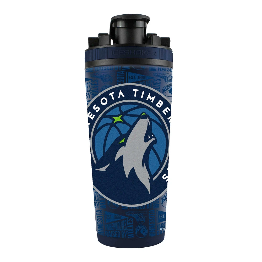 Bouteille shaker en acier inoxydable 4D de 26 oz des Timberwolves du Minnesota