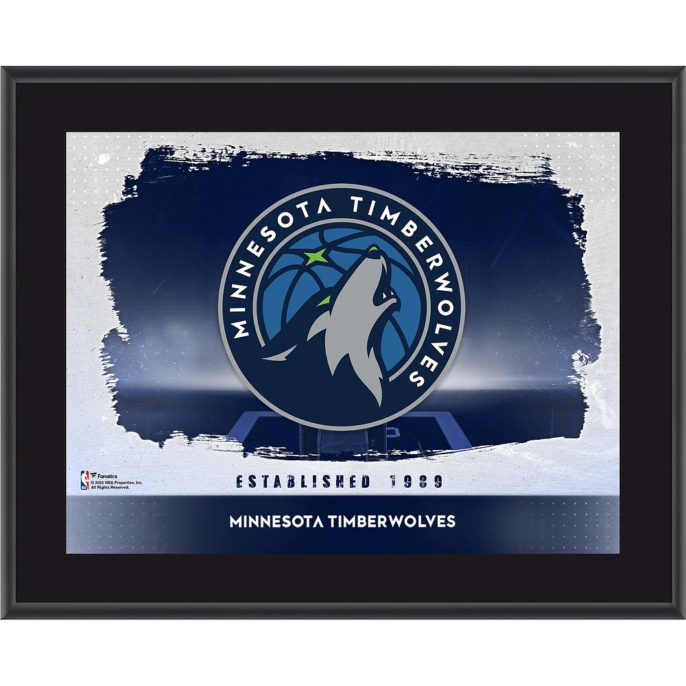 Plaque encadrée avec logo d'équipe horizontal sublimé des Minnesota Timberwolves de 10,5" x 13"