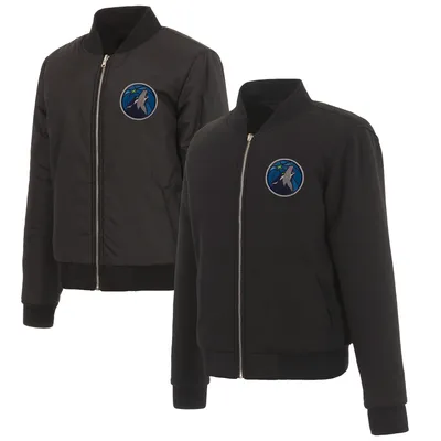 Minnesota Timberwolves JH Design Women's Reversible Jacket with Fleece and Nylon Sides - Black